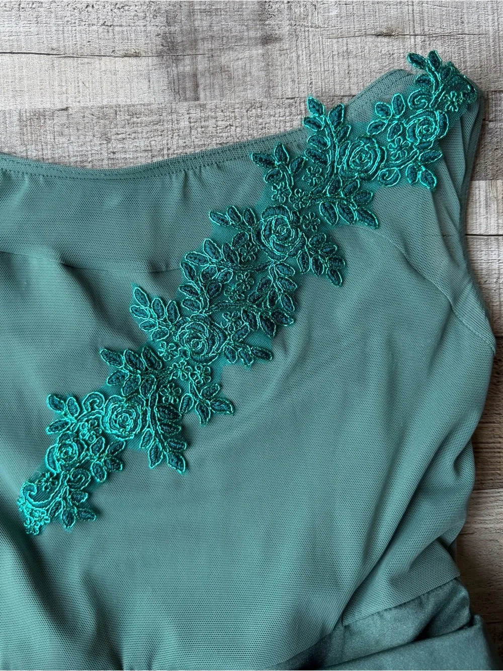 Weissman Girls XL Teal Green Floral Tulle Ballet Dance Costume Dress